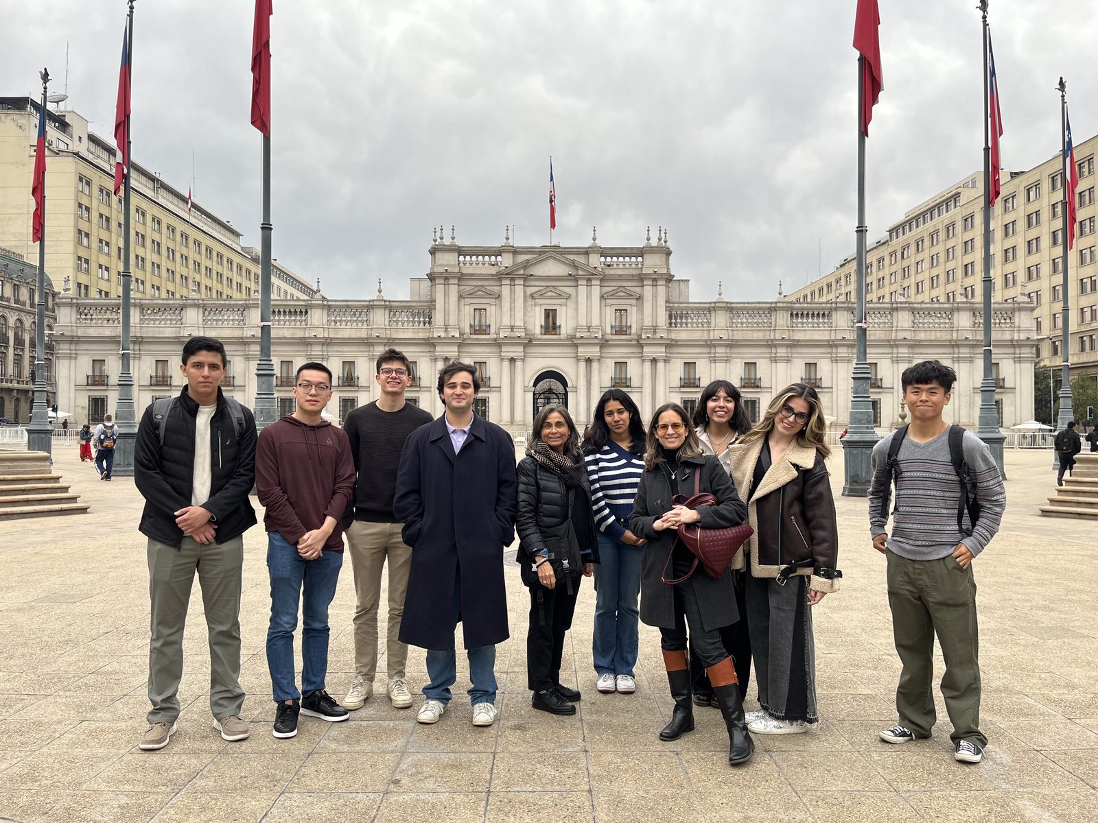 Students visiting La Moneda, Chile's presidential palace