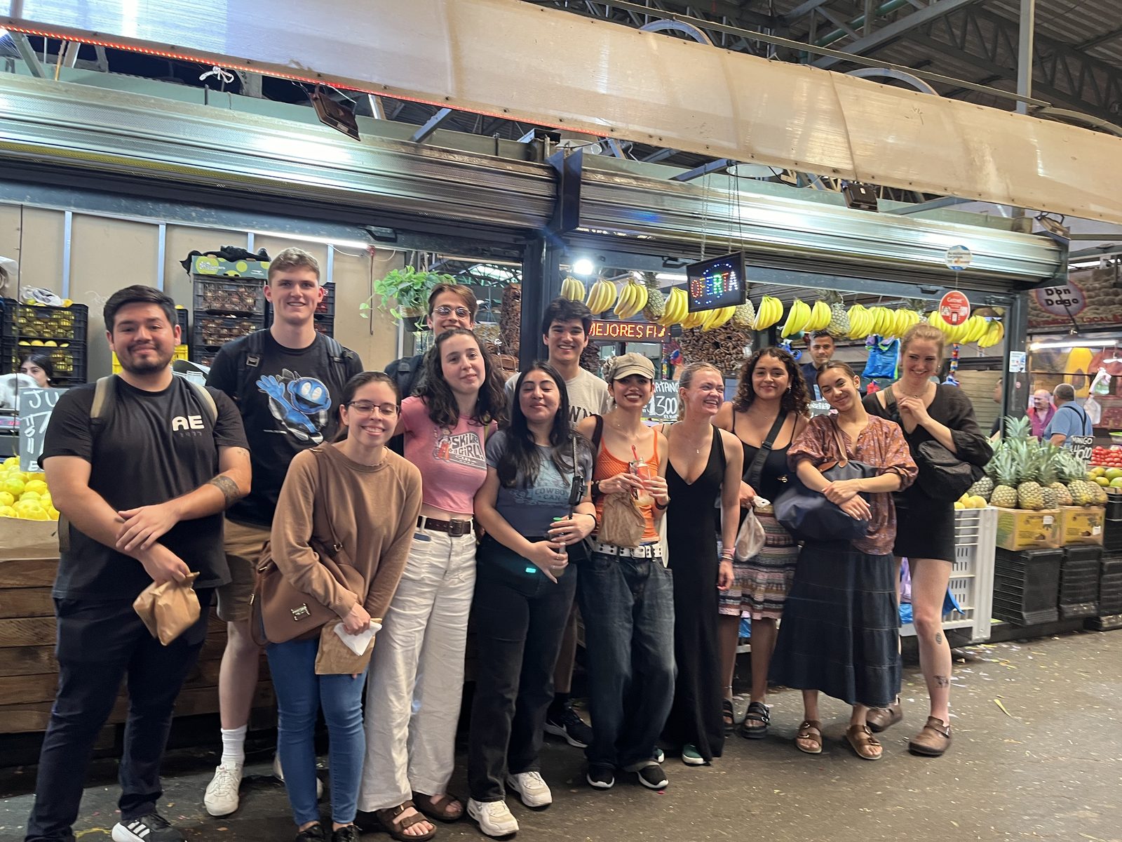 Exploring a local produce market with the group